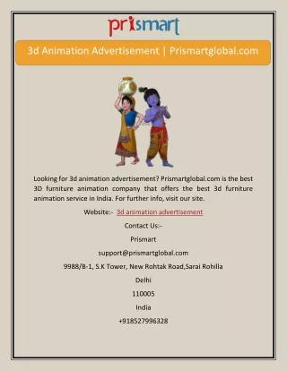 3d Animation Advertisement | Prismartglobal.com