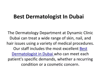 Best Dermatologist in Dubai