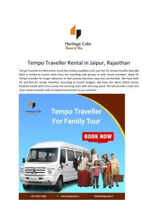 Tempo Traveller Rentalr in Jaipur