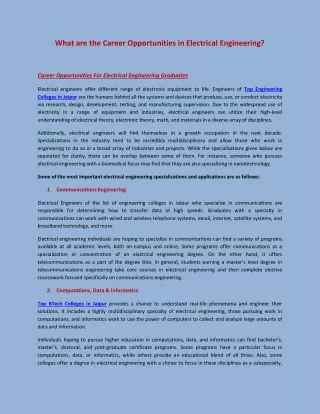 what are the career opportunities in electrical
