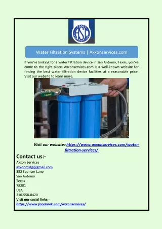 Water Filtration Systems | Axxonservices.com
