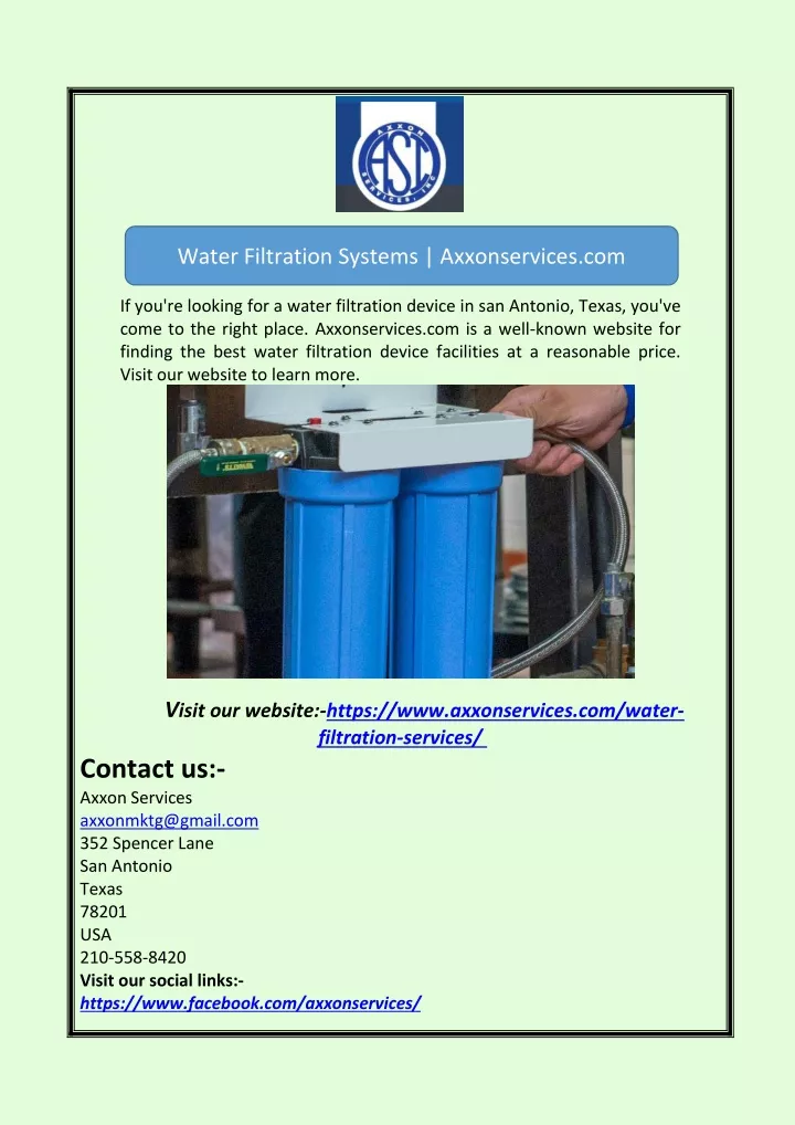 water filtration systems axxonservices com