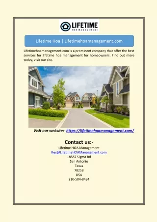 Lifetime Hoa | Lifetimehoamanagement.com