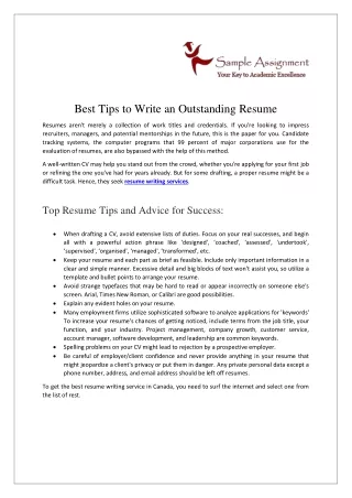 best tips to write an outstanding resume