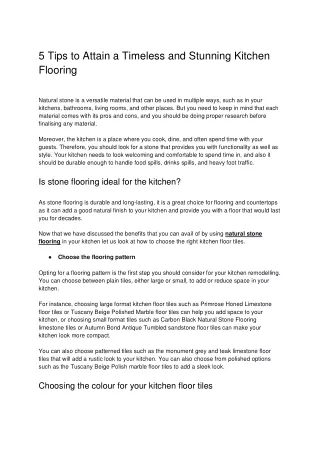 5 tips to attain a timeless and stunning kitchen flooring