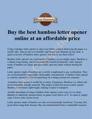 Best Bamboo Letter Opener for Sale | Easychopsticks