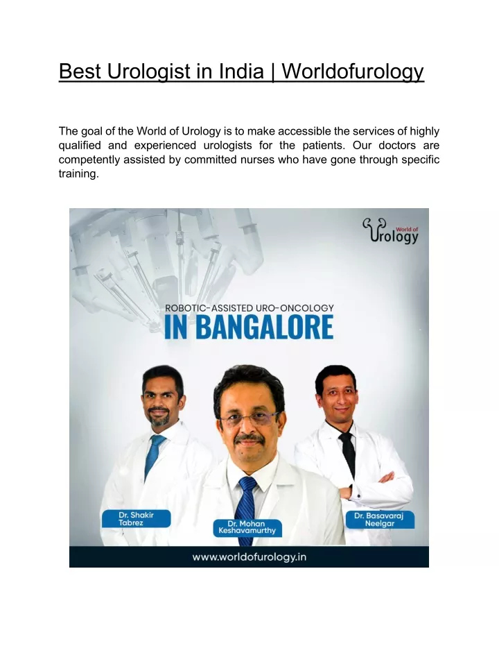 best urologist in india worldofurology