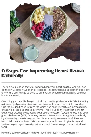 9 steps for improving heart health naturally