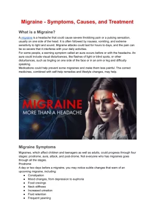 Migraine - Symptoms, Causes, and Treatment