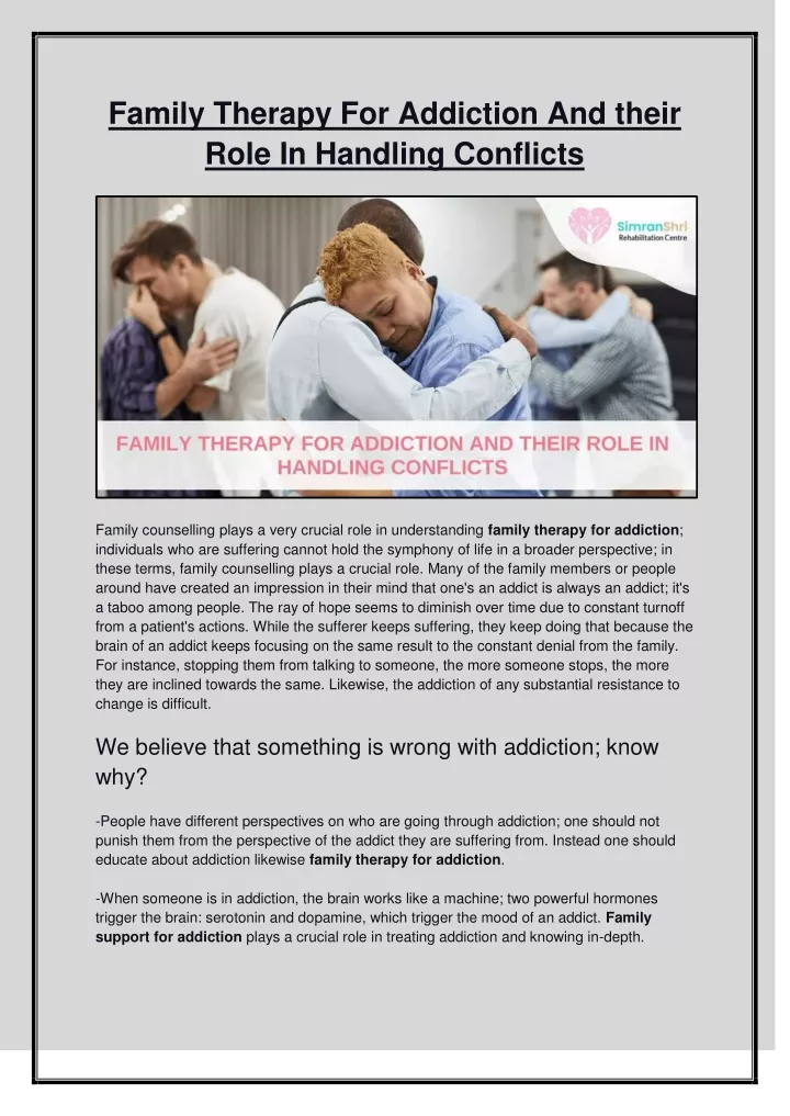 PPT - Family Therapy For Addiction And Their Role In Handling Conflicts ...