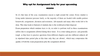 Why opt for Assignment help for your upcoming exams