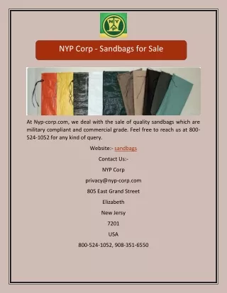 NYP Corp - Sandbags for Sale