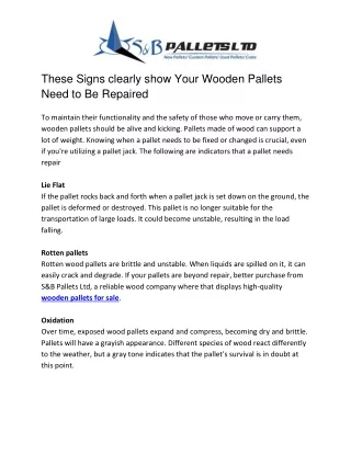 These Signs clearly show Your Wooden Pallets Need to Be Repaired
