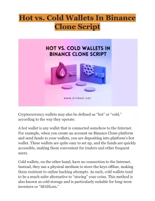Hot vs. Cold Wallets In Binance Clone Script