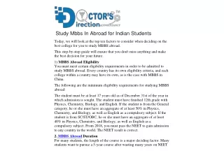 Study Mbbs In Abroad for Indian Students