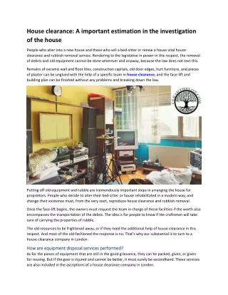 house clearance a important estimation