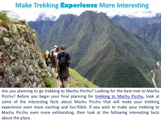 Make Trekking Experience More Interesting