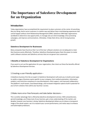the importance of salesforce development