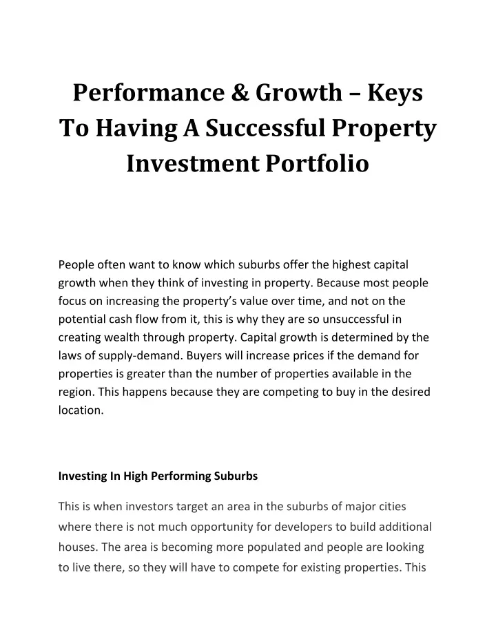 performance growth keys to having a successful