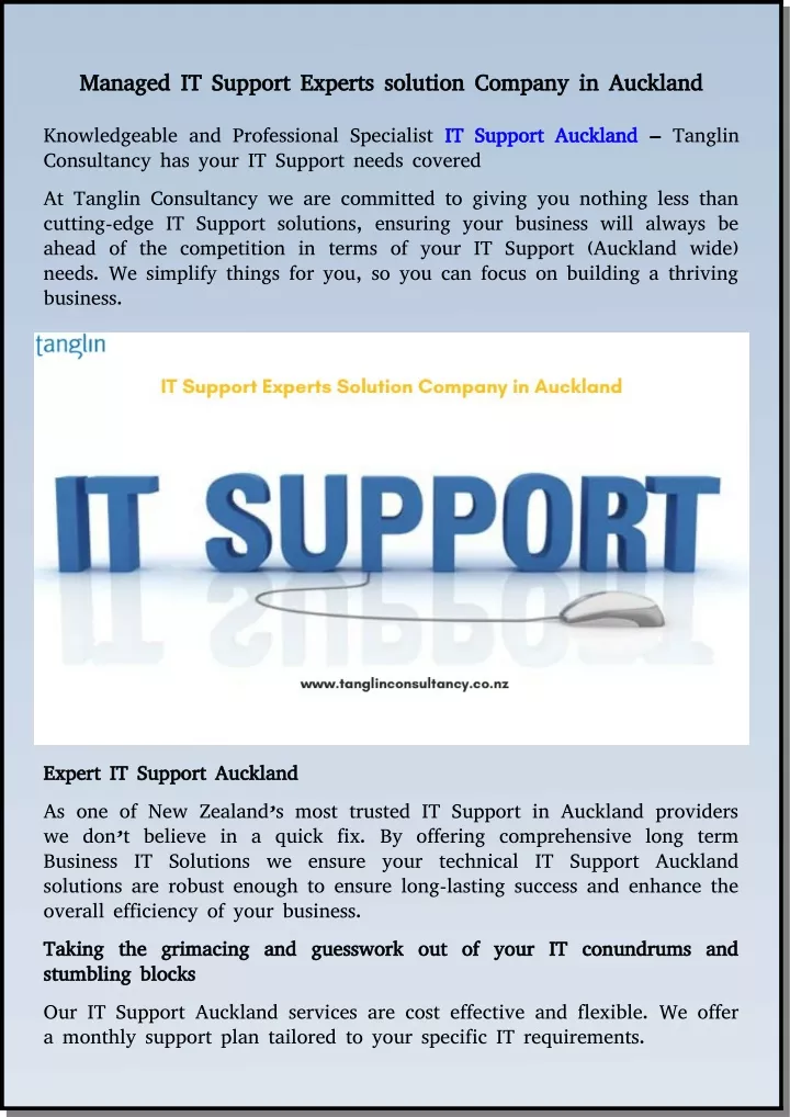 managed it support experts solution company