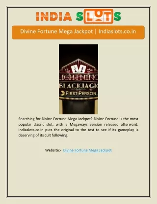 Divine Fortune Mega Jackpot | Indiaslots.co.in