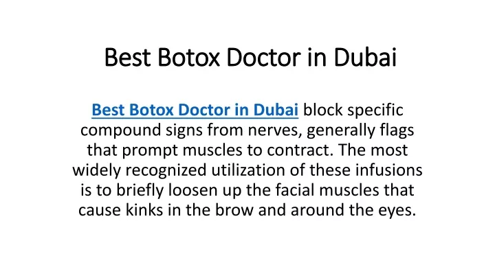 best botox doctor in dubai