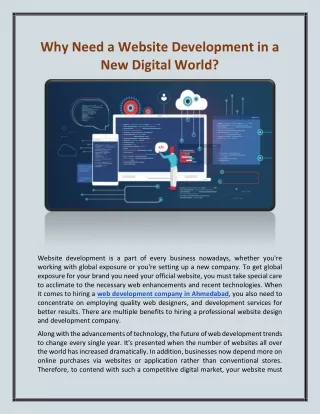 why need a website development in a new digital