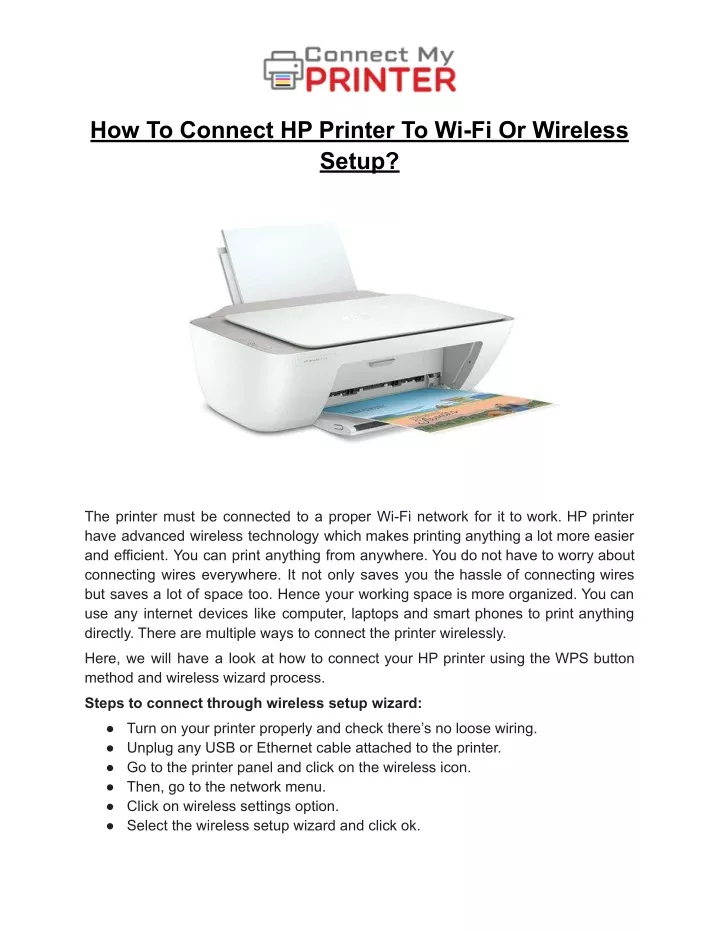 how to connect hp printer to wi fi or wireless
