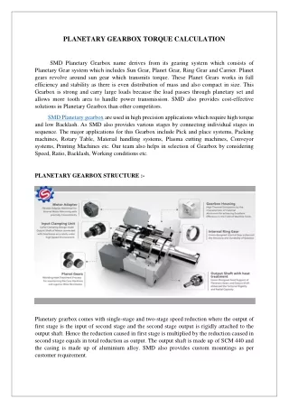 planetary gearbox torque calculation