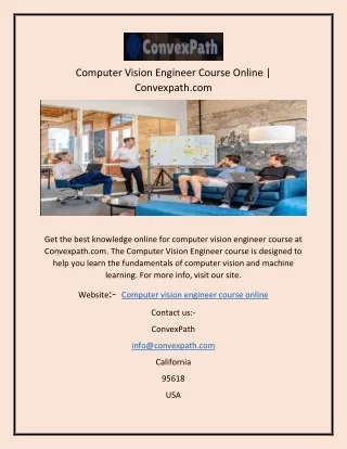 Computer Vision Engineer Course Online Convexpath