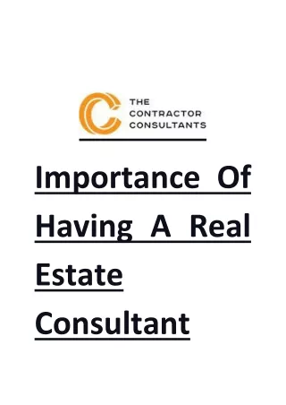Importance Of Having A Real Estate Consultant
