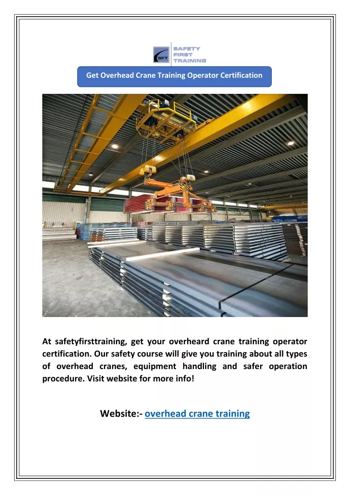 get overhead crane training operator certification