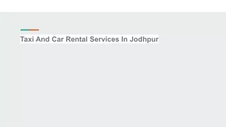 Taxi And Car Rental Services In Jodhpur