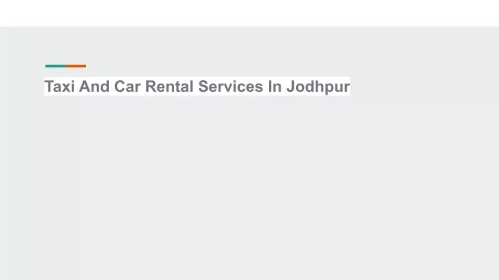 taxi and car rental services in jodhpur