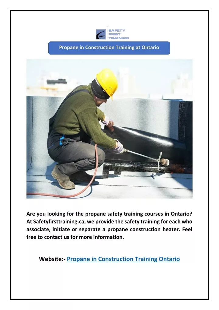 propane in construction training at ontario