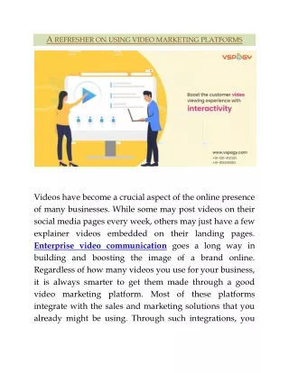 a refresher on using video marketing platforms
