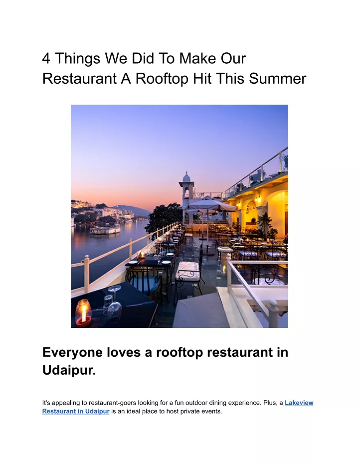 4 things we did to make our restaurant a rooftop