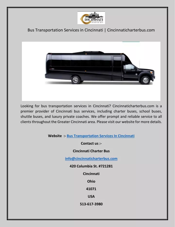 bus transportation services in cincinnati