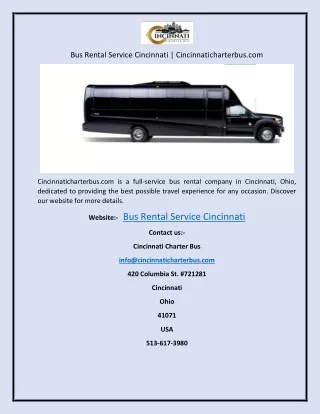 Bus Rental Service Cincinnati  Cincinnaticharterbus