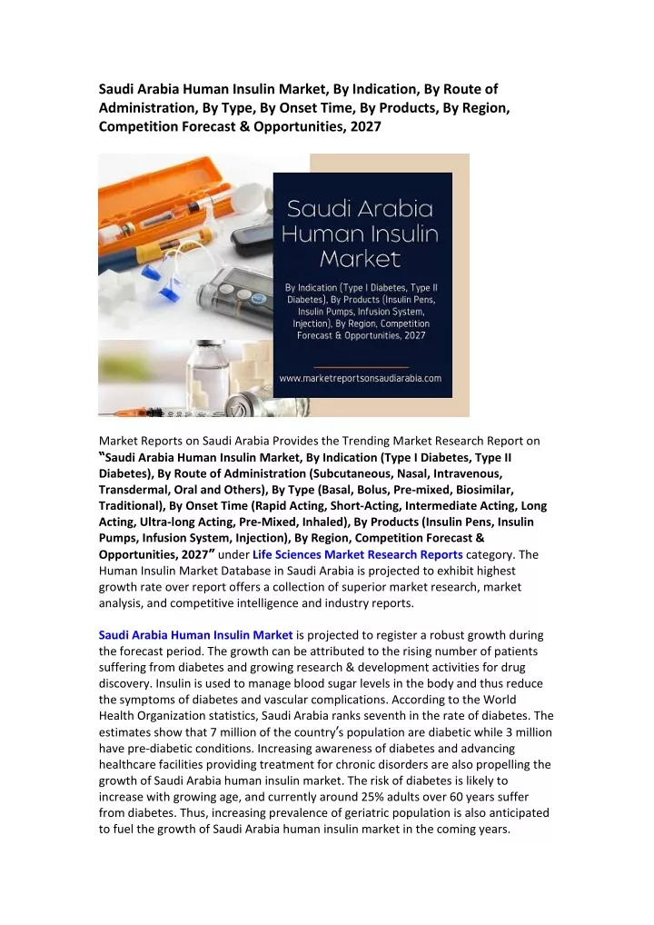 saudi arabia human insulin market by indication