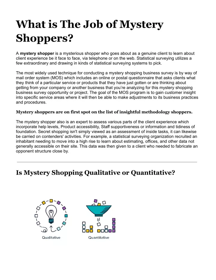 what is the job of mystery shoppers