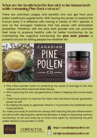 What are the health benefits that stick to the human body while consuming Pine B