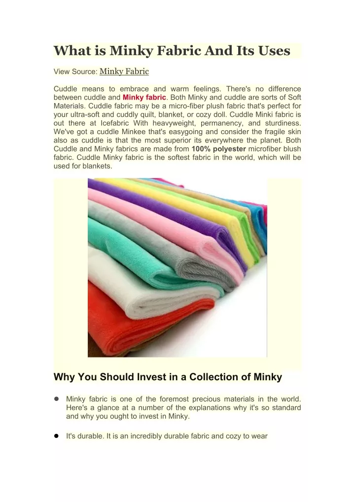 what is minky fabric and its uses