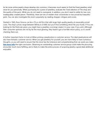 as far more online jewelry shops develop into