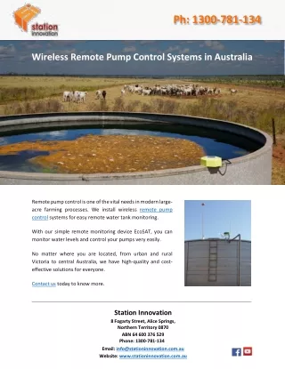 Wireless Remote Pump Control Systems in Australia