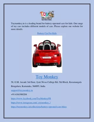 Battery Car for Kids Toymonkey.in