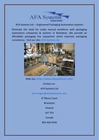 afa systems ltd engineered packaging automation