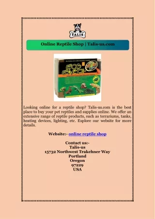 Online Reptile Shop | Talis-us.com