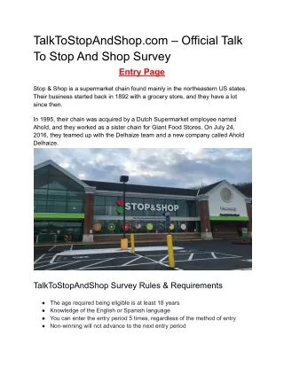 TalkTostopAndShop Survey