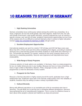 10 Reasons to Study in Germany